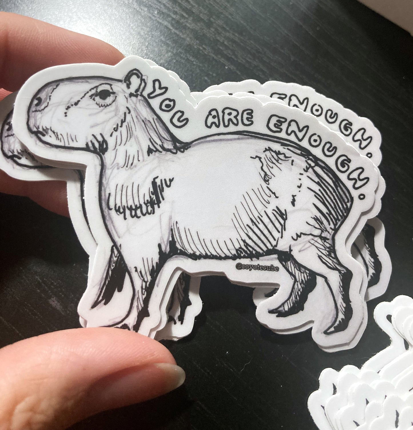 Encouragement Capybara: "You are enough" Sticker